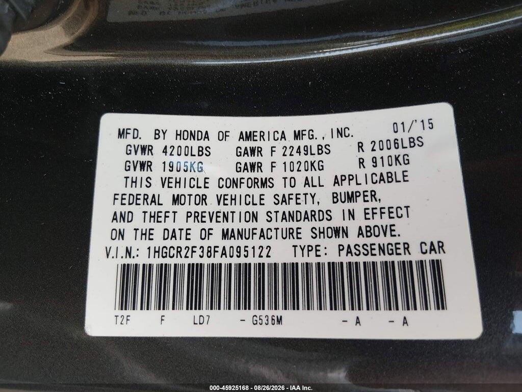 1HGCR2F38FA095122 2015 HONDA ACCORD photo no. 9