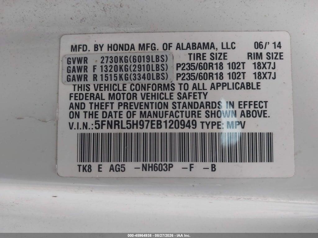 5FNRL5H97EB120949 2014 HONDA ODYSSEY photo no. 9