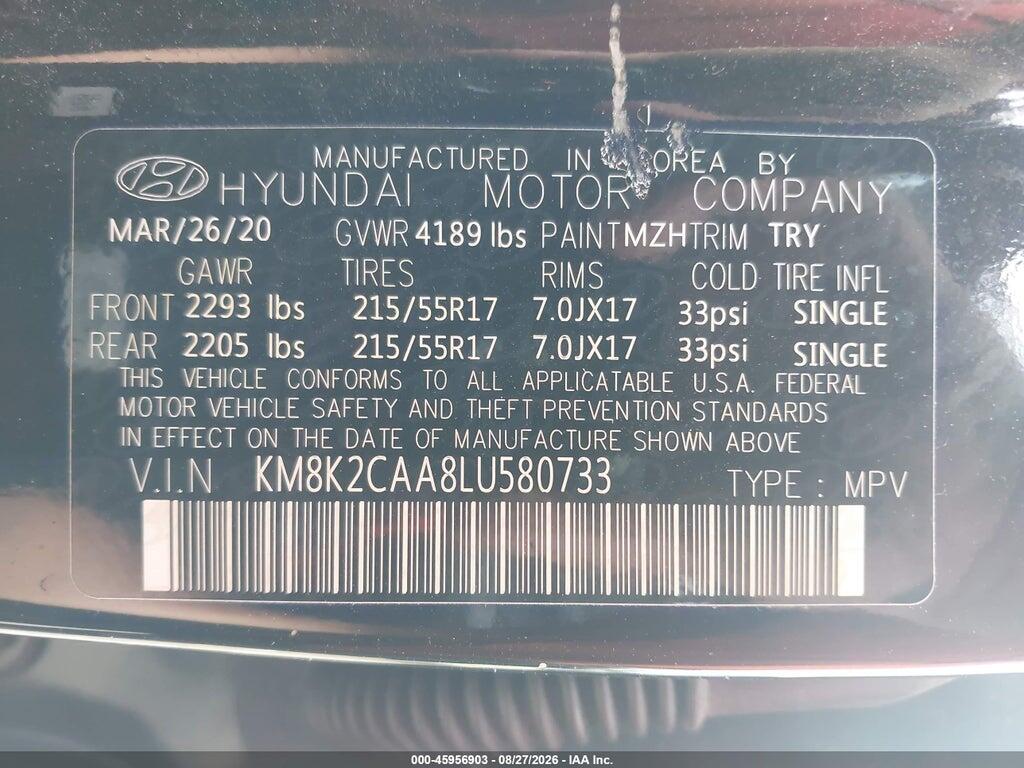 KM8K2CAA8LU580733 2020 HYUNDAI KONA photo no. 9