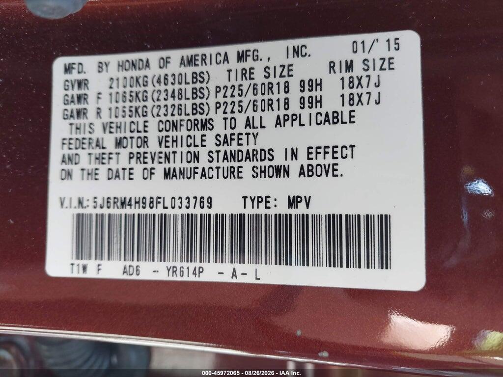5J6RM4H98FL033769 2015 HONDA CR-V photo no. 9