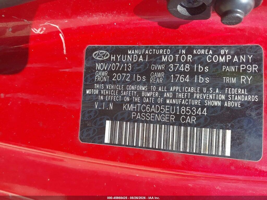 KMHTC6AD5EU185344 2014 HYUNDAI VELOSTER photo no. 9