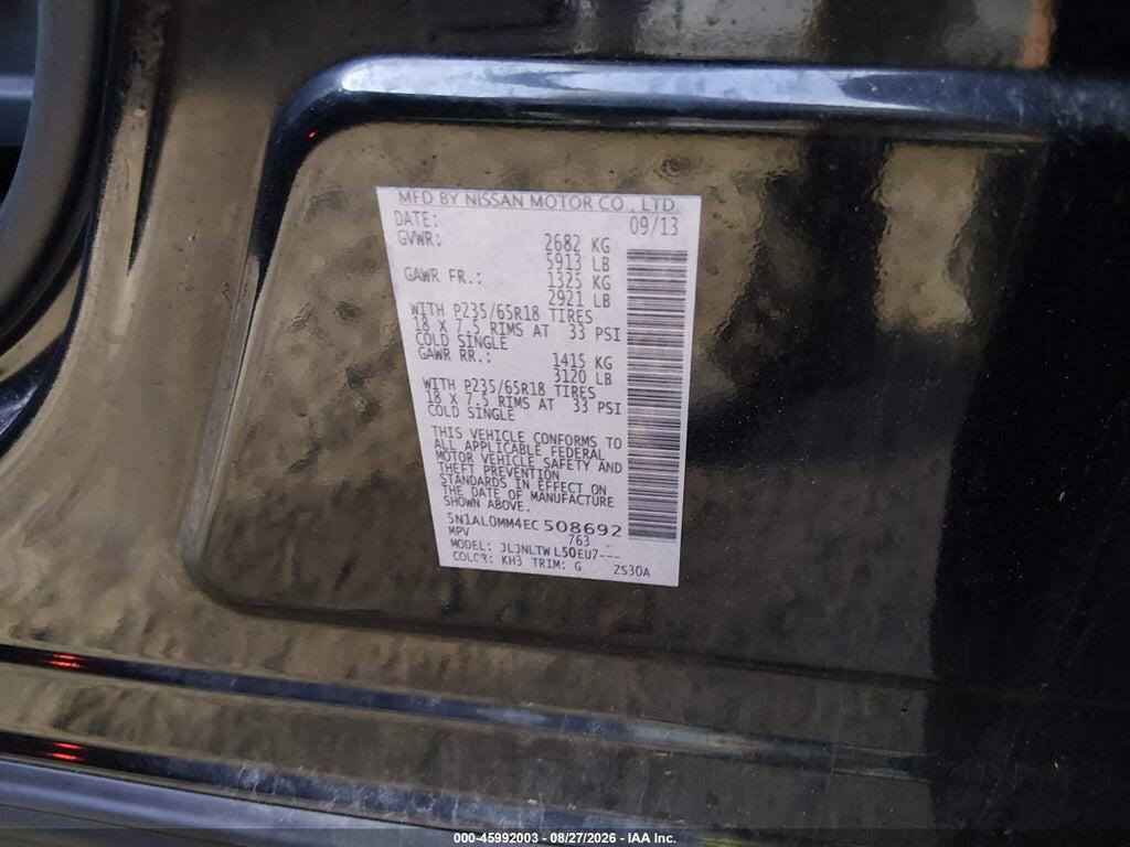 5N1AL0MM4EC508692 2014 INFINITI QX60 photo no. 9
