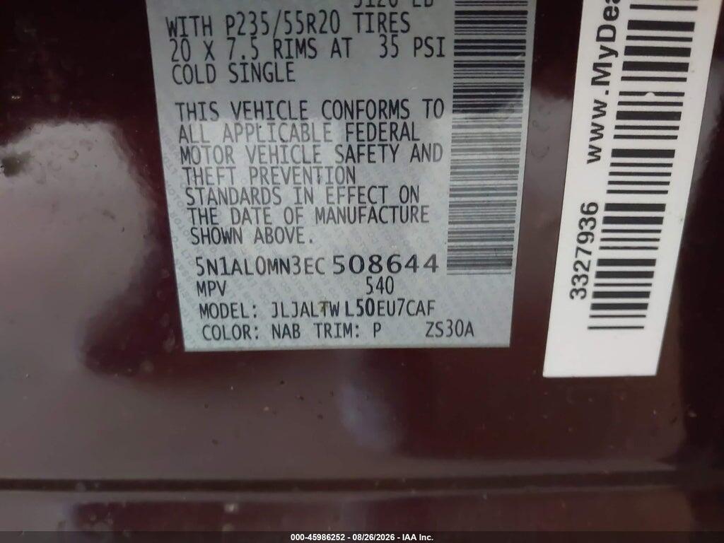 5N1AL0MN3EC508644 2014 INFINITI QX60 photo no. 9
