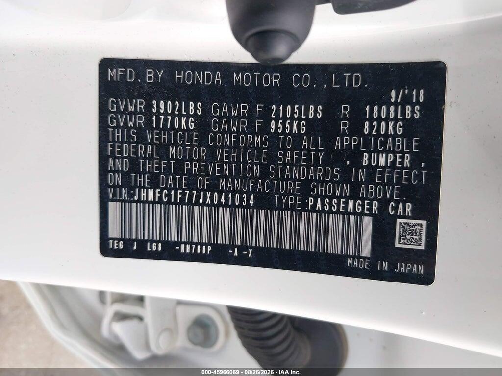 JHMFC1F77JX041034 2018 HONDA CIVIC photo no. 9