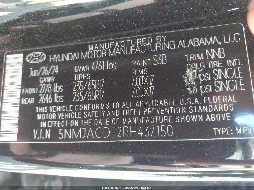5NMJACDE2RH437150 2024 HYUNDAI TUCSON photo no. 9