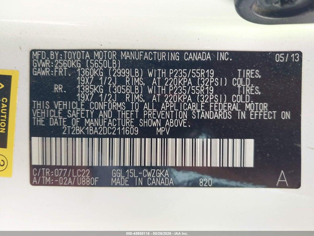 2T2BK1BA2DC211609 2013 LEXUS RX 350 photo no. 9