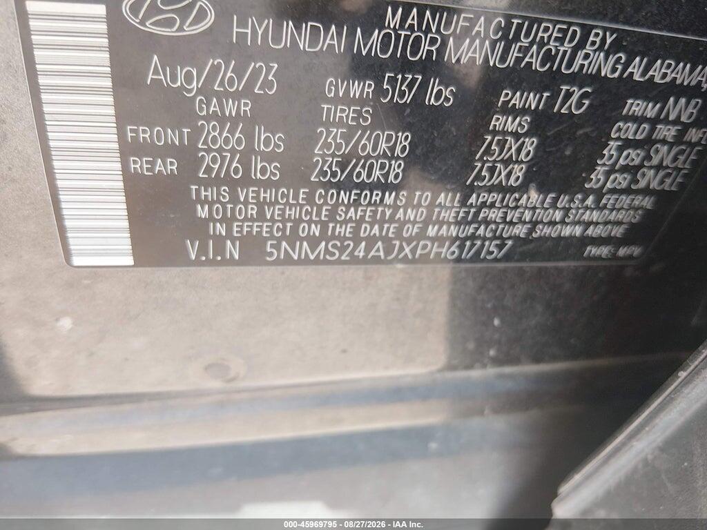 5NMS24AJXPH617157 2023 HYUNDAI SANTA FE photo no. 9