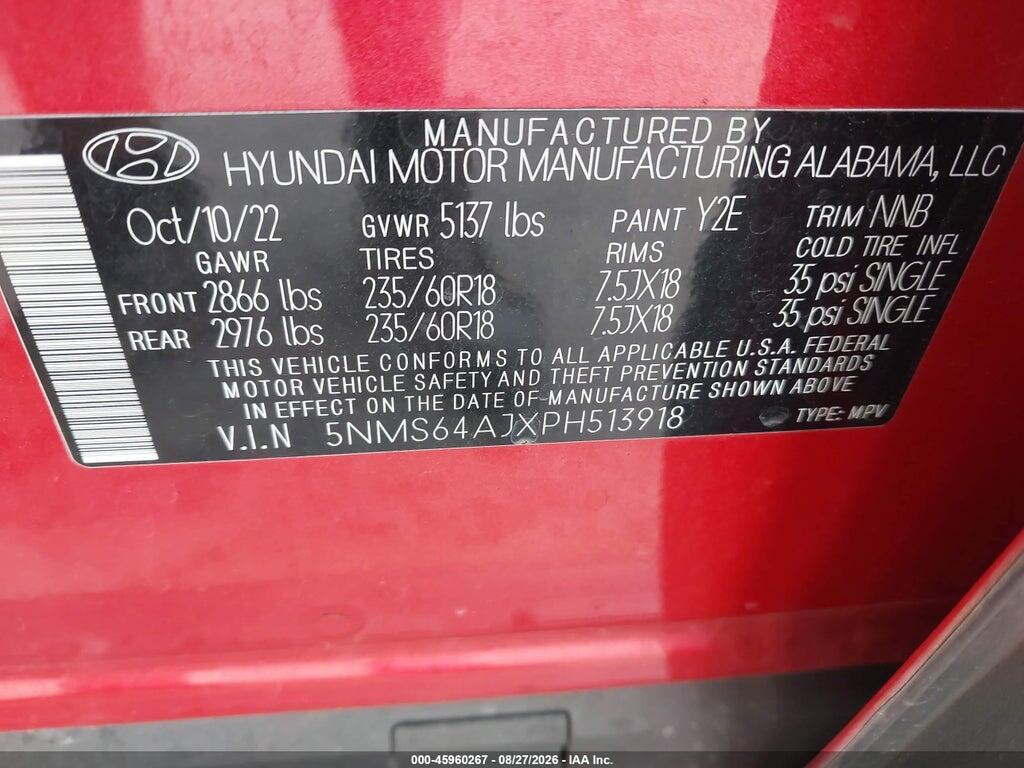 5NMS64AJXPH513918 2023 HYUNDAI SANTA FE photo no. 9