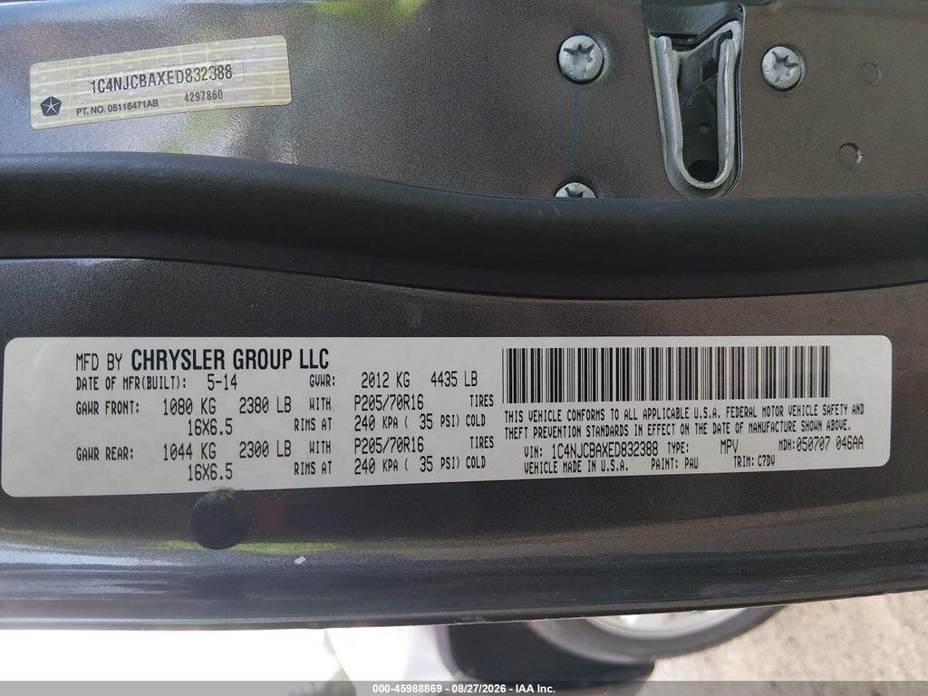 1C4NJCBAXED832388 2014 JEEP COMPASS photo no. 9