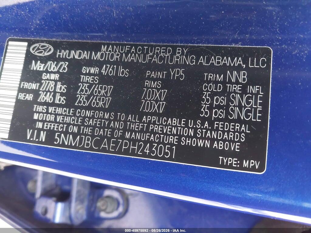 5NMJBCAE7PH243051 2023 HYUNDAI TUCSON photo no. 9
