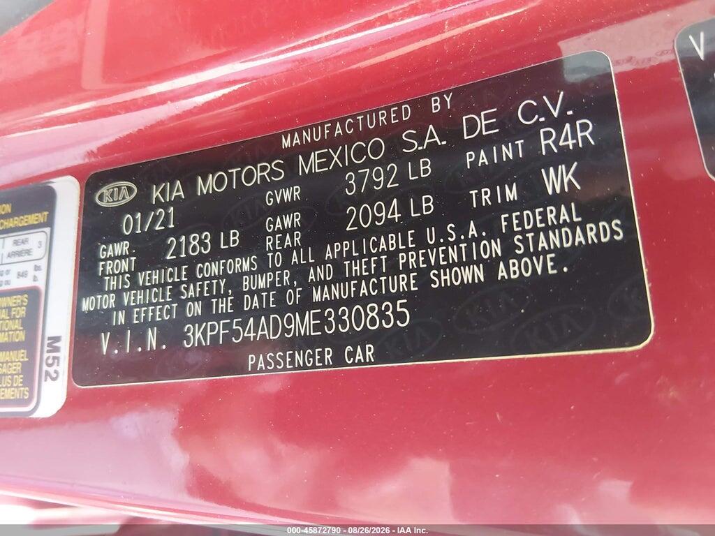 3KPF54AD9ME330835 2021 KIA FORTE photo no. 9