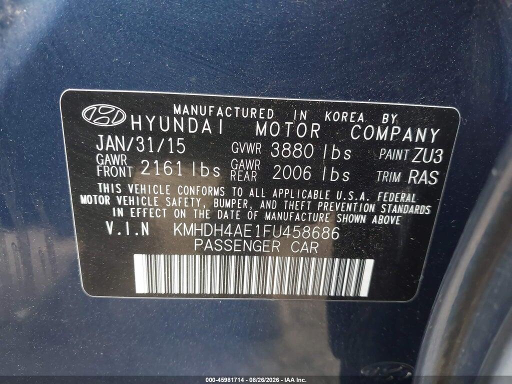 KMHDH4AE1FU458686 2015 HYUNDAI ELANTRA photo no. 9