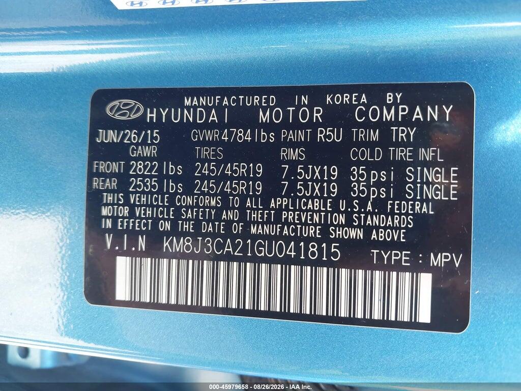 KM8J3CA21GU041815 2016 HYUNDAI TUCSON photo no. 9