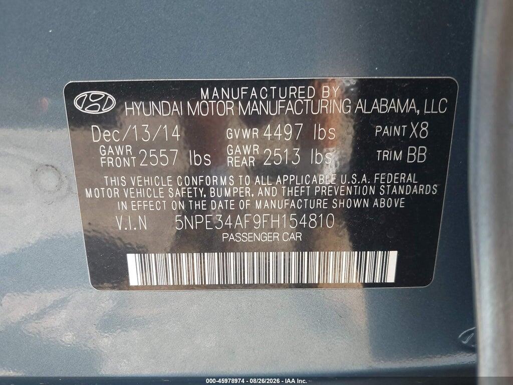 5NPE34AF9FH154810 2015 HYUNDAI SONATA photo no. 9
