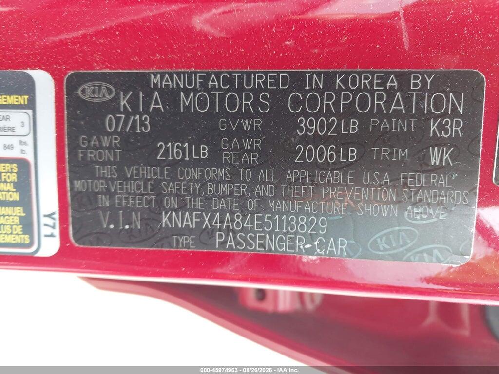 KNAFX4A84E5113829 2014 KIA FORTE photo no. 9