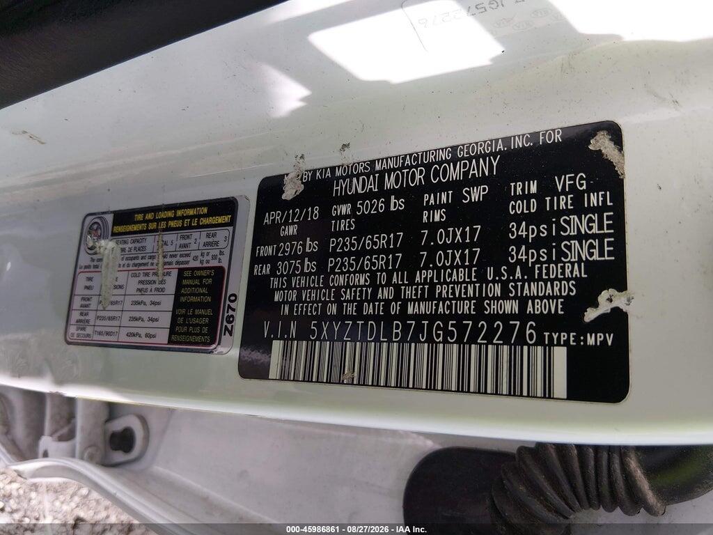 5XYZTDLB7JG572276 2018 HYUNDAI SANTA FE SPORT photo no. 9