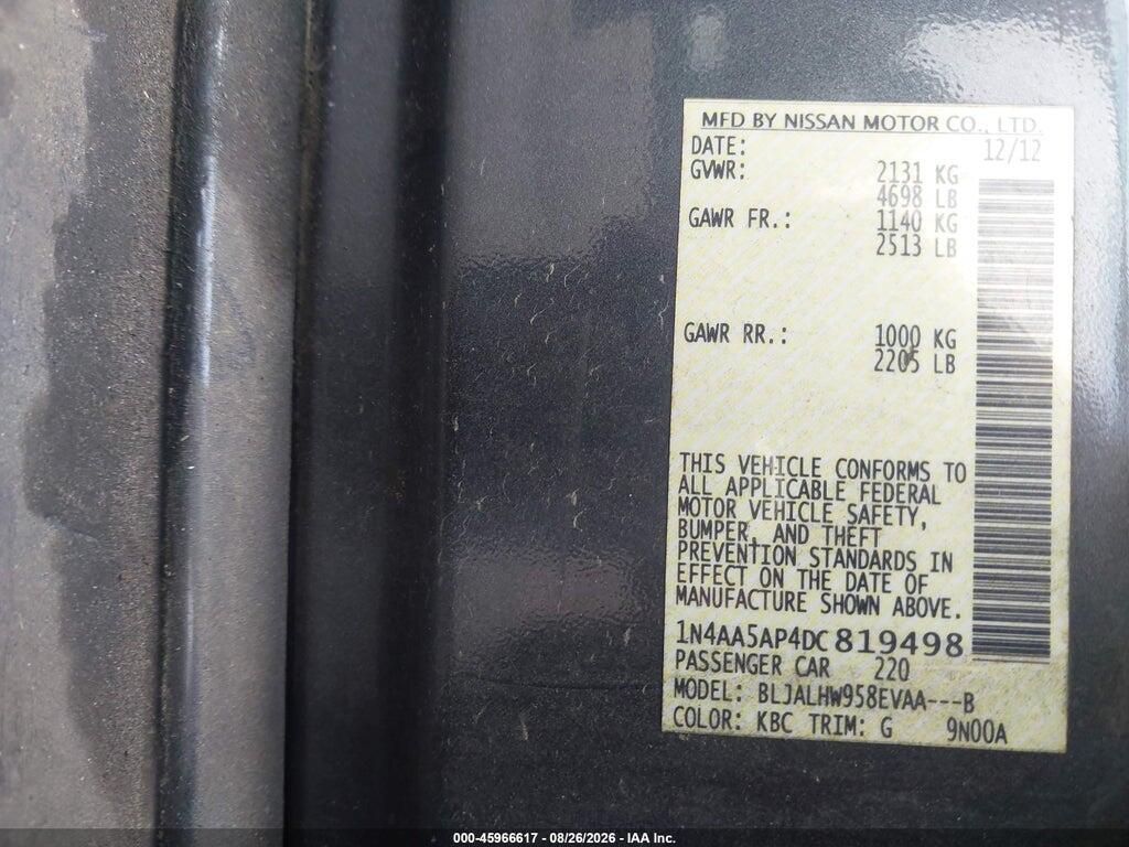 1N4AA5AP4DC819498 2013 NISSAN MAXIMA photo no. 9
