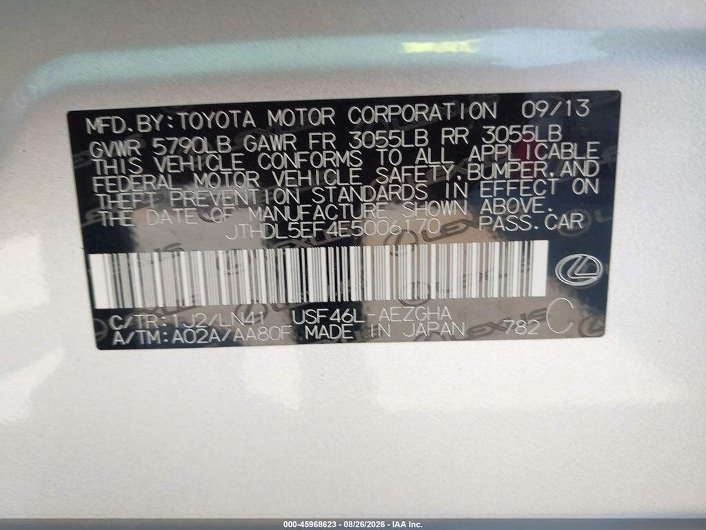JTHDL5EF4E5006170 2014 LEXUS LS 460 photo no. 9