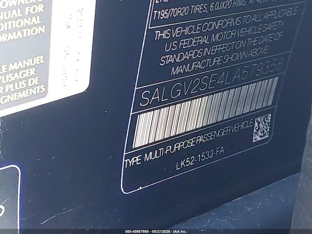 SALGV2SE4LA579358 2020 LAND ROVER RANGE ROVER photo no. 9