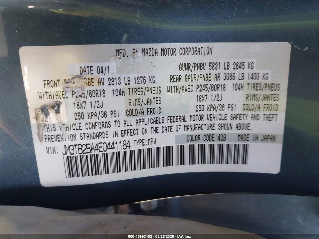 JM3TB2BA4E0441184 2014 MAZDA CX-9 photo no. 9