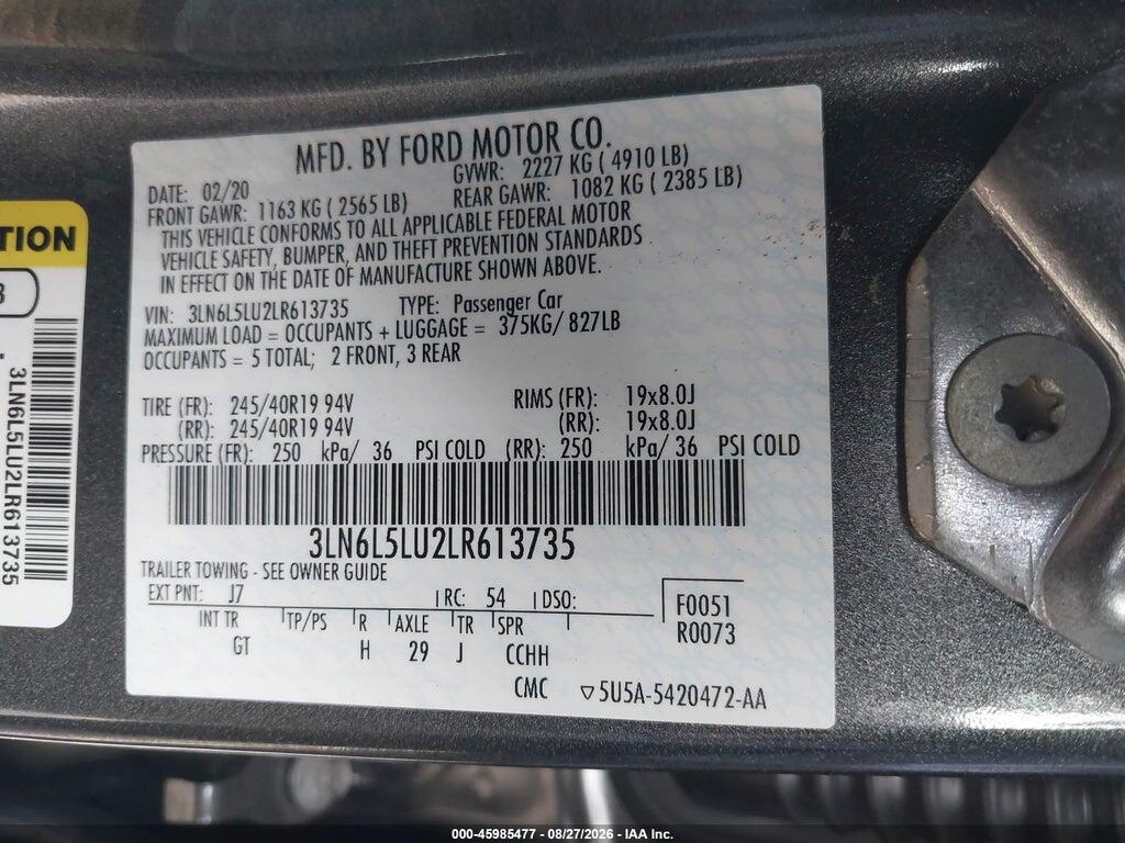 3LN6L5LU2LR613735 2020 LINCOLN MKZ photo no. 9