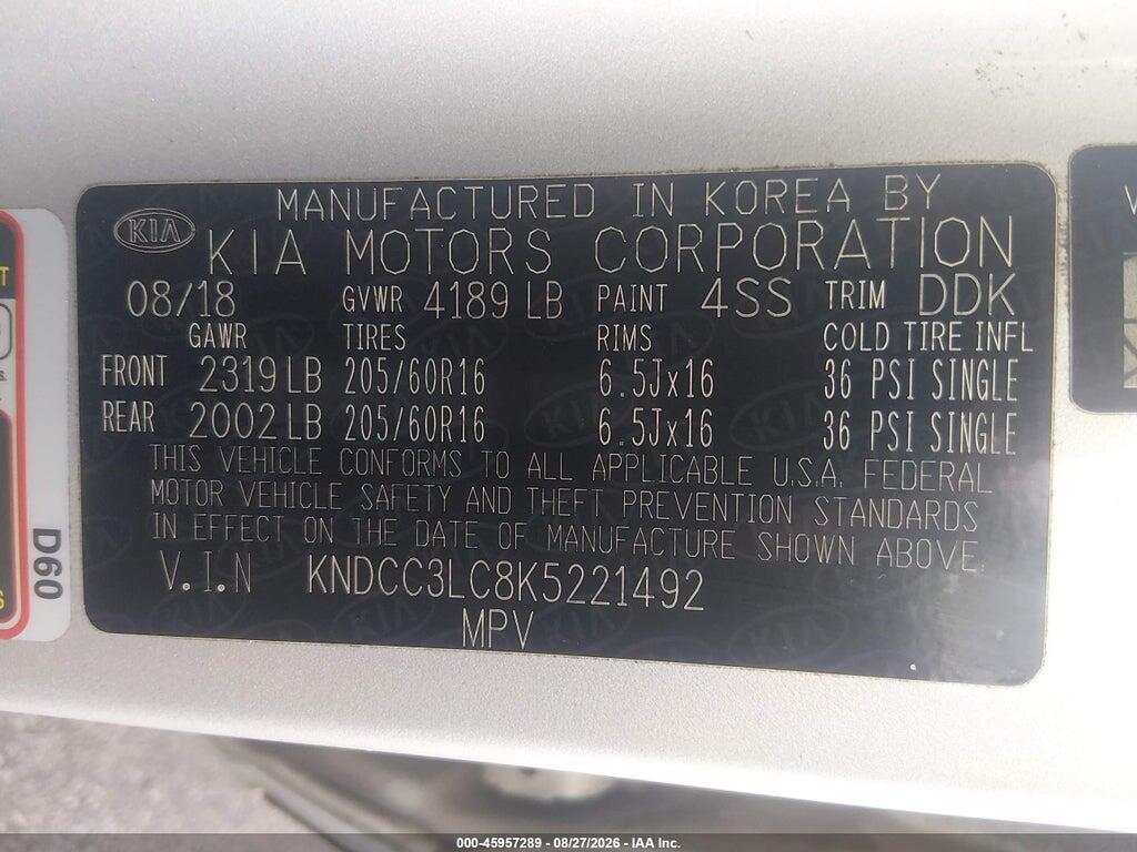 KNDCC3LC8K5221492 2019 KIA NIRO photo no. 9