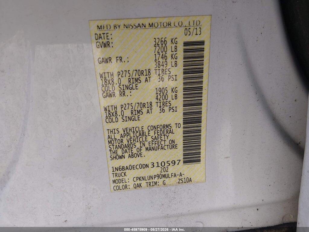1N6BA0EC0DN310597 2013 NISSAN TITAN photo no. 9