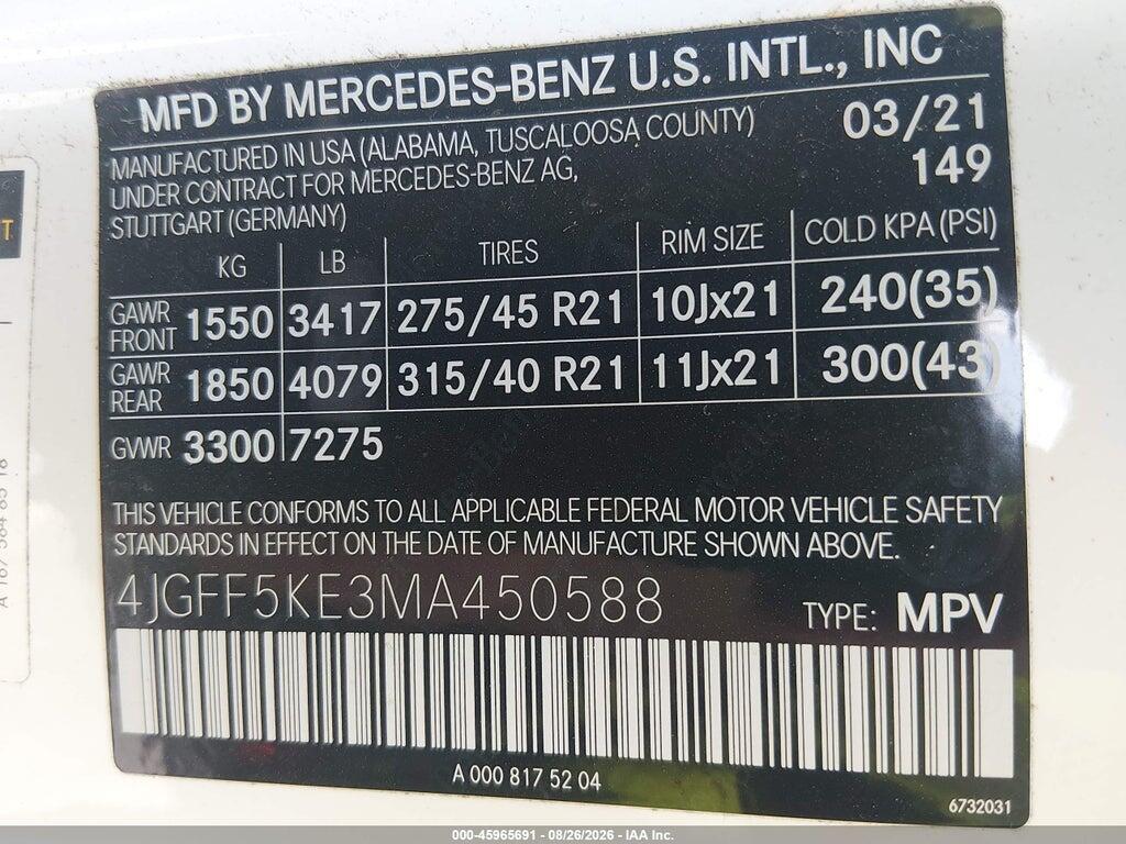 4JGFF5KE3MA450588 2021 MERCEDES-BENZ GLS 450 photo no. 9