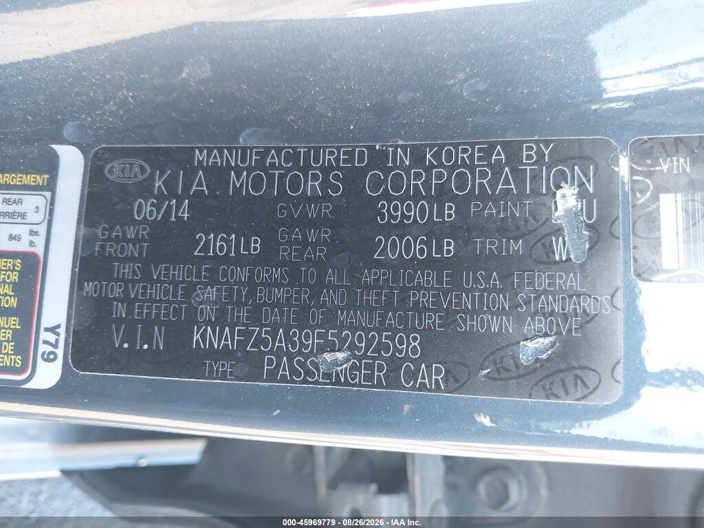 KNAFZ5A39F5292598 2015 KIA FORTE photo no. 9