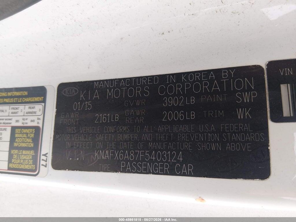 KNAFX6A87F5403124 2015 KIA FORTE KOUP photo no. 9