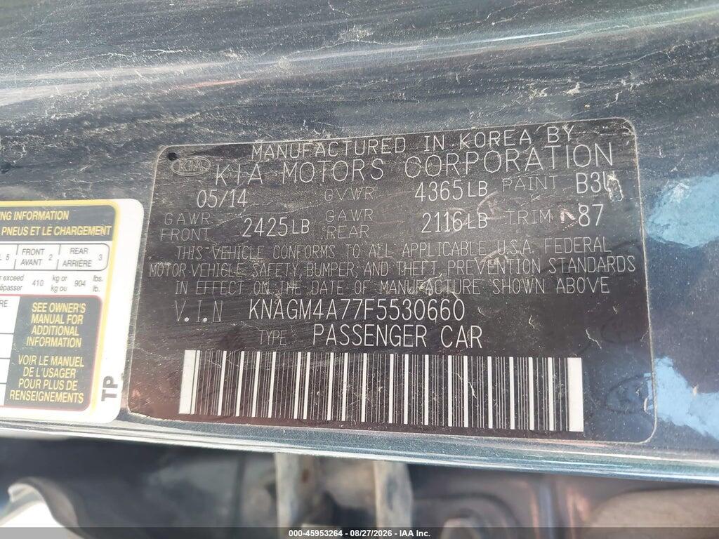 KNAGM4A77F5530660 2015 KIA OPTIMA photo no. 9