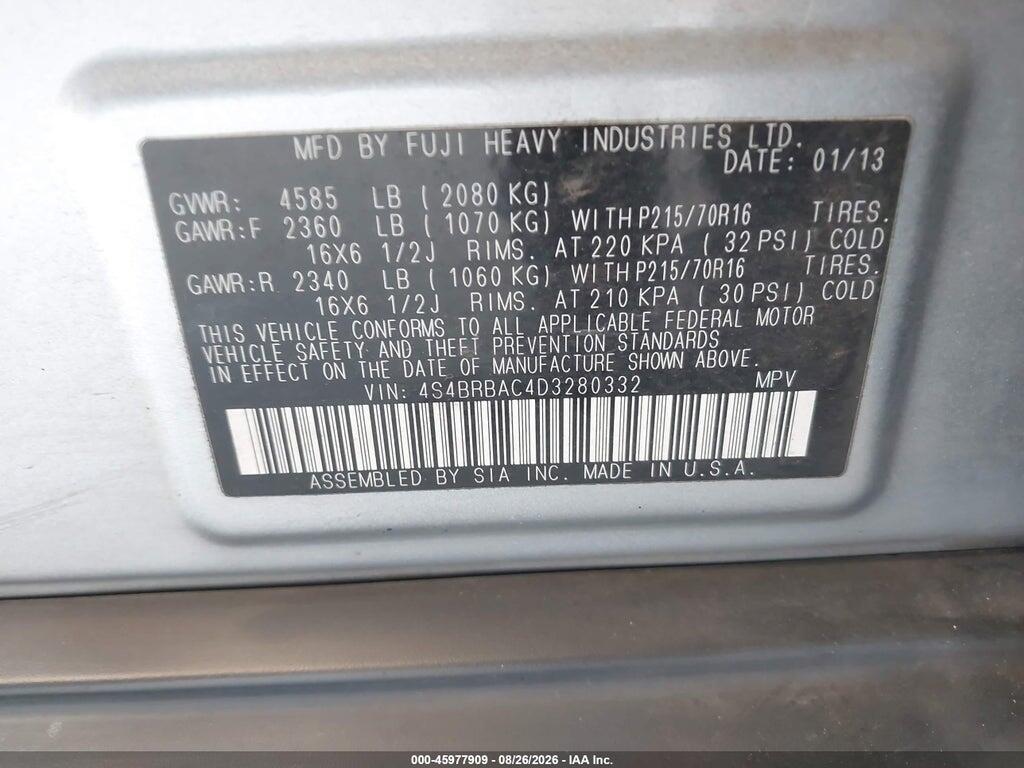 4S4BRBAC4D3280332 2013 SUBARU OUTBACK photo no. 9