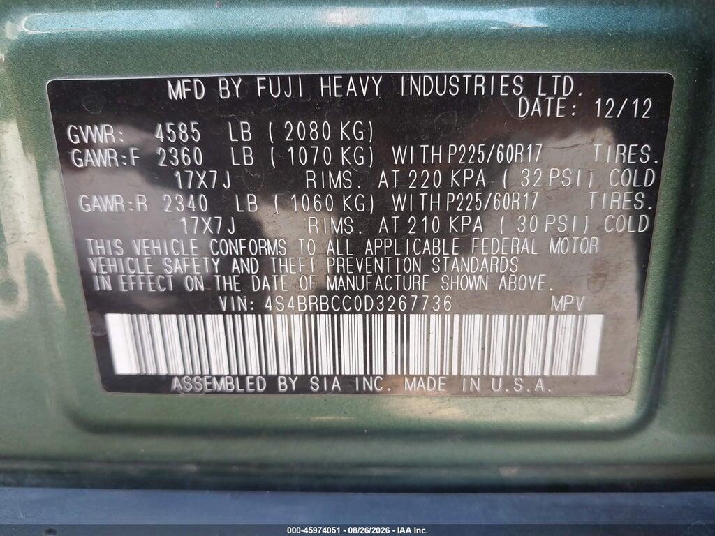 4S4BRBCC0D3267736 2013 SUBARU OUTBACK photo no. 9