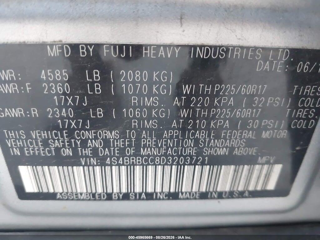4S4BRBCC8D3203721 2013 SUBARU OUTBACK photo no. 9