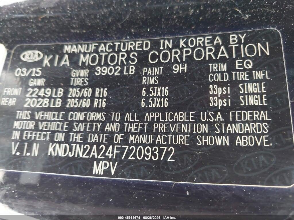 KNDJN2A24F7209372 2015 KIA SOUL photo no. 9