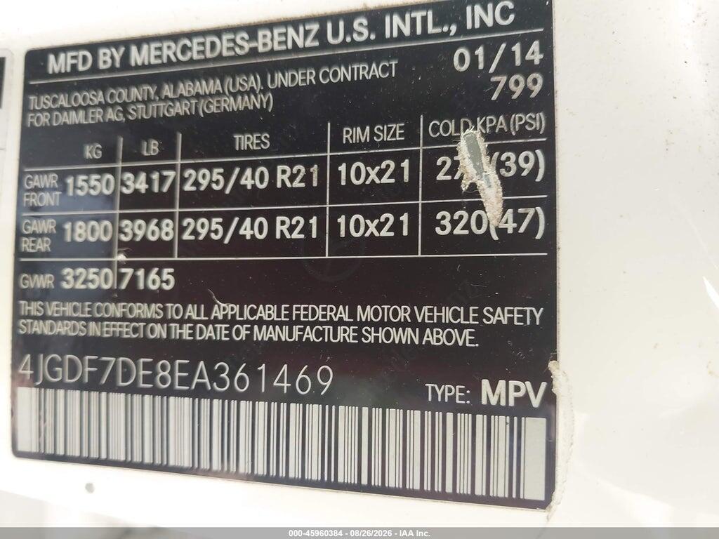 4JGDF7DE8EA361469 2014 MERCEDES-BENZ GL 550 photo no. 9