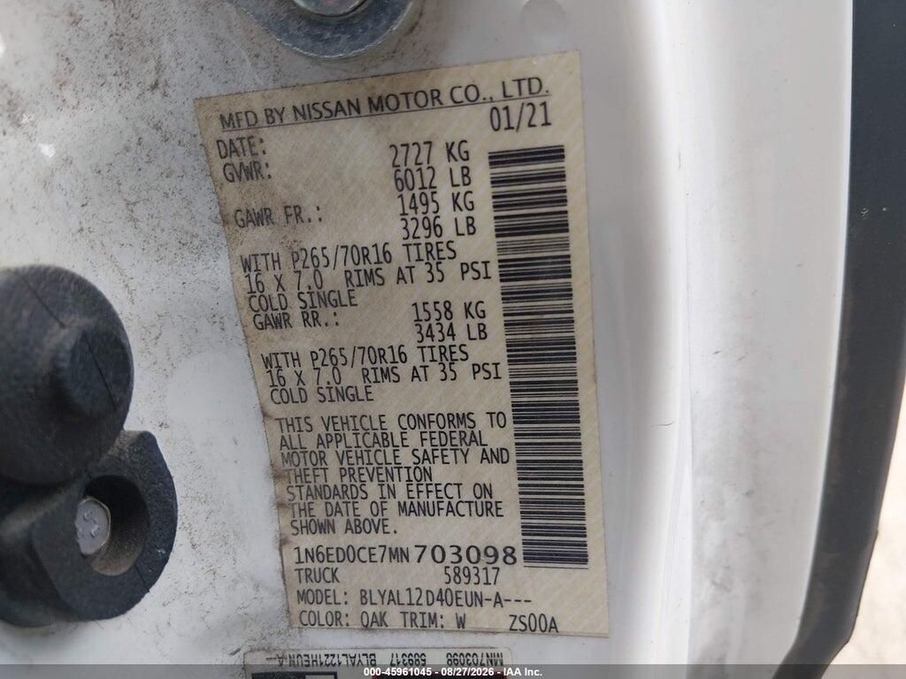 1N6ED0CE7MN703098 2021 NISSAN FRONTIER photo no. 9