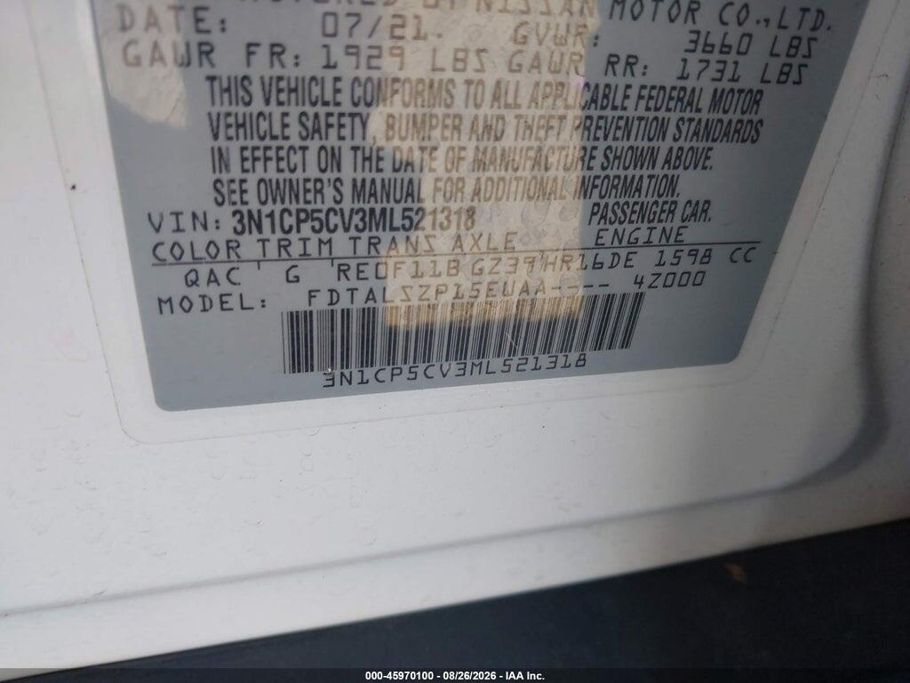 3N1CP5CV3ML521318 2021 NISSAN KICKS photo no. 9