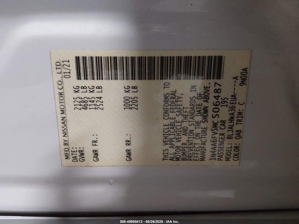 1N4AA6FV5MC506487 2021 NISSAN MAXIMA photo no. 9