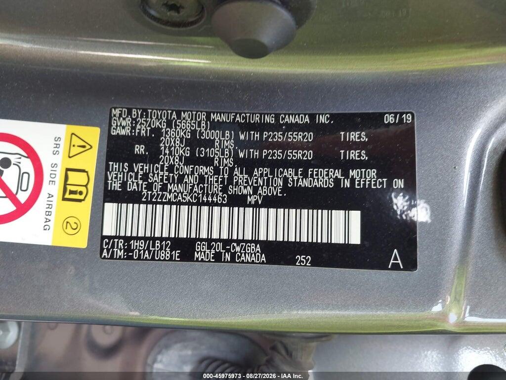 2T2ZZMCA5KC144463 2019 LEXUS RX 350 photo no. 9