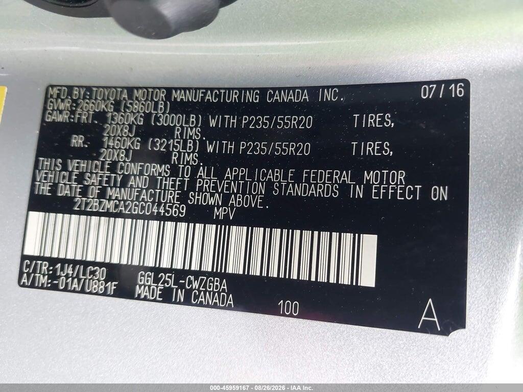2T2BZMCA2GC044569 2016 LEXUS RX 350 photo no. 9