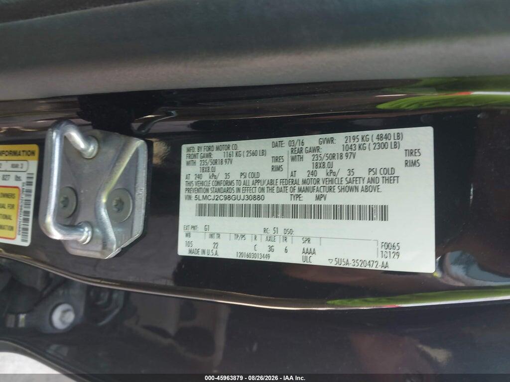 5LMCJ2C98GUJ30880 2016 LINCOLN MKC photo no. 9