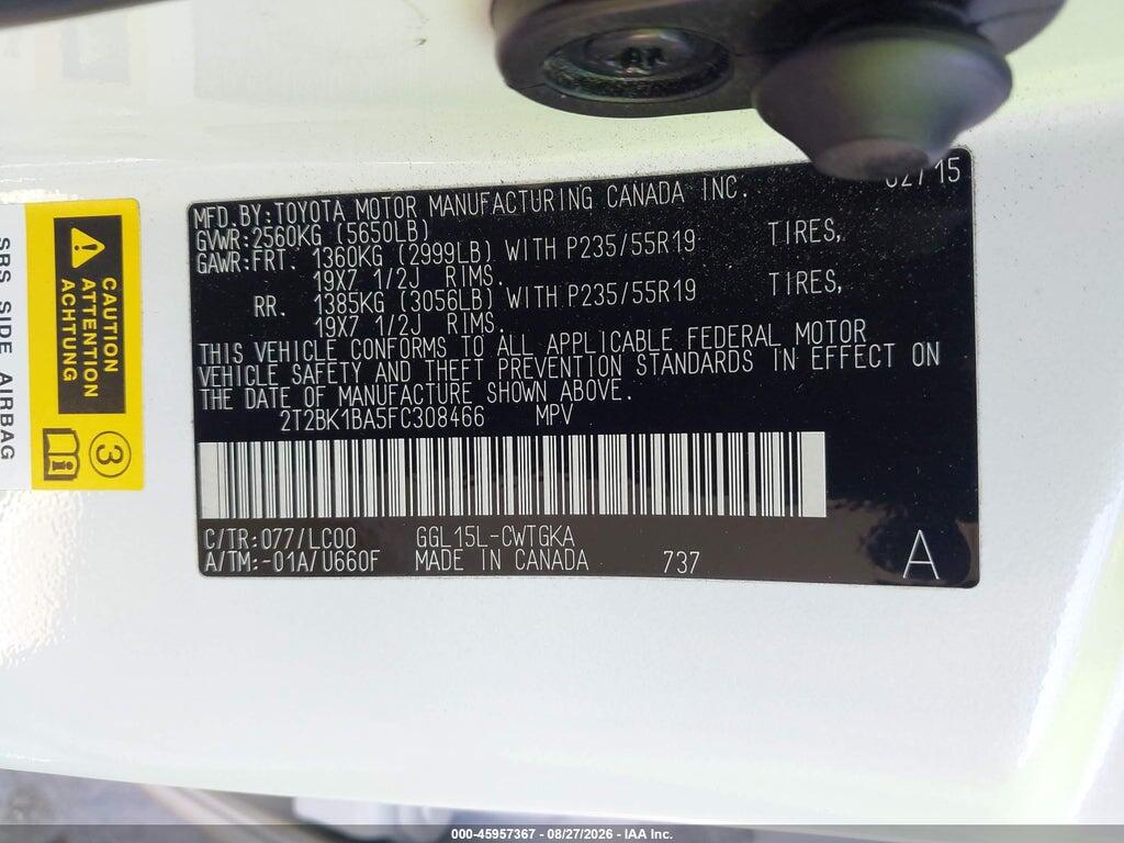 2T2BK1BA5FC308466 2015 LEXUS RX 350 photo no. 9