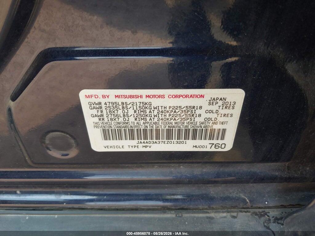 JA4AD3A37EZ013201 2014 MITSUBISHI OUTLANDER photo no. 9