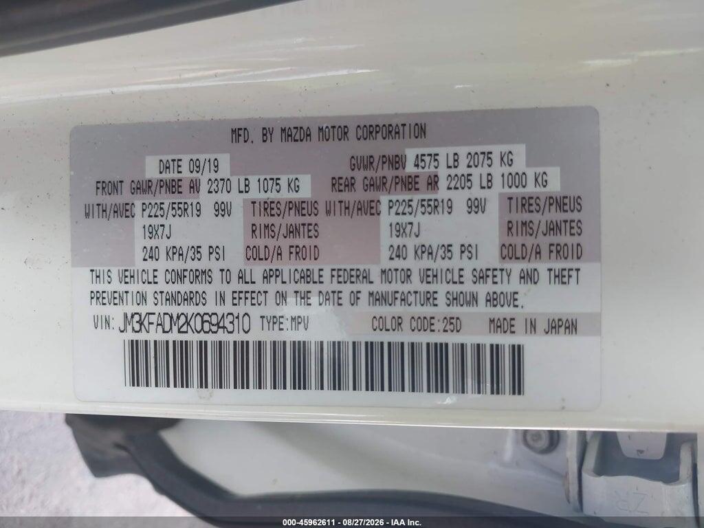 JM3KFADM2K0694310 2019 MAZDA CX-5 photo no. 9