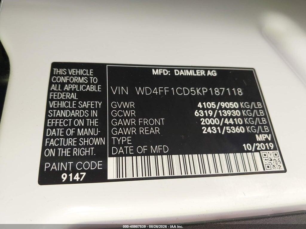 WD4FF1CD5KP187118 2019 MERCEDES-BENZ SPRINTER 2500 photo no. 9