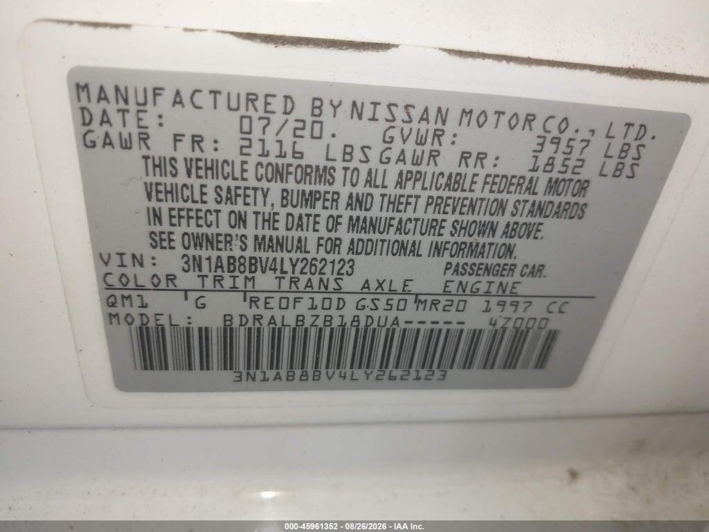 3N1AB8BV4LY262123 2020 NISSAN SENTRA photo no. 9