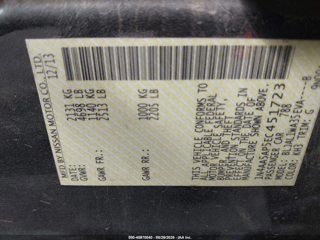 1N4AA5AP5EC451723 2014 NISSAN MAXIMA photo no. 9