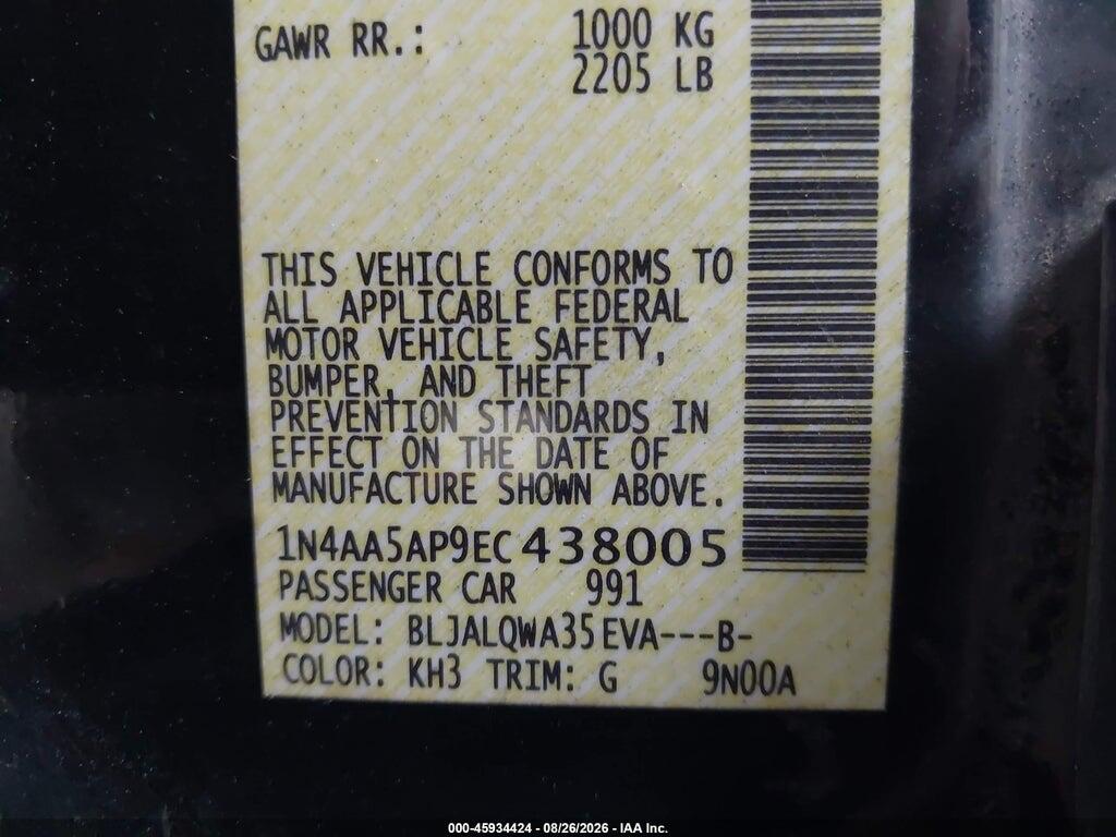 1N4AA5AP9EC438005 2014 NISSAN MAXIMA photo no. 9