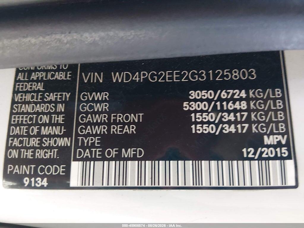 WD4PG2EE2G3125803 2016 MERCEDES-BENZ METRIS photo no. 9